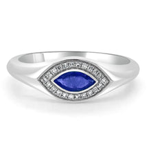 Load image into Gallery viewer, 14k Gold Diamond &amp; Sapphire Evil Eye Signet Ring