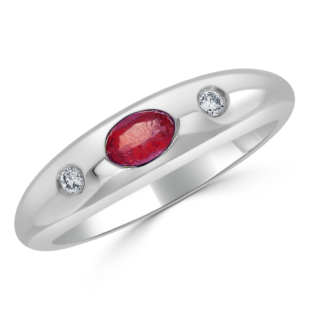 14k Gold Red Ruby & Diamond Ring
