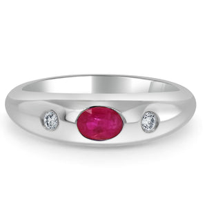14k Gold Red Ruby & Diamond Ring