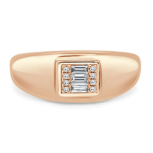 14k Gold & Baguette Diamond Signet Ring