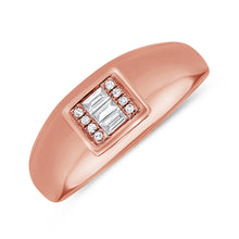 Load image into Gallery viewer, 14k Gold &amp; Baguette Diamond Signet Ring