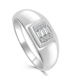14k Gold & Baguette Diamond Signet Ring