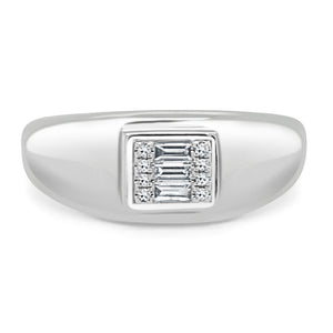 14k Gold & Baguette Diamond Signet Ring