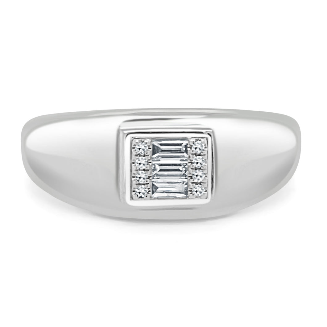 14k Gold & Baguette Diamond Signet Ring