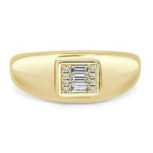 Load image into Gallery viewer, 14k Gold &amp; Baguette Diamond Signet Ring