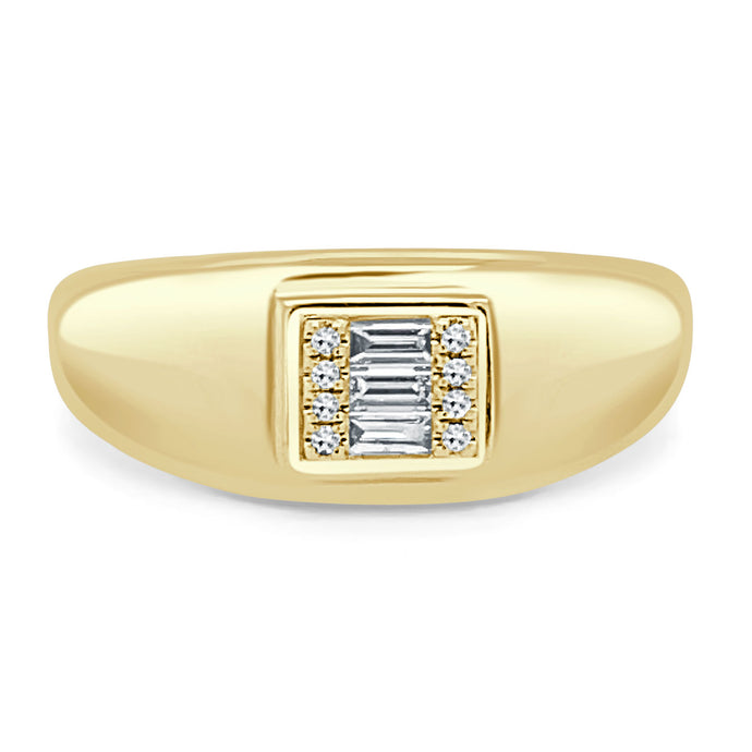 14k Gold & Baguette Diamond Signet Ring