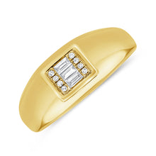 Load image into Gallery viewer, 14k Gold &amp; Baguette Diamond Signet Ring