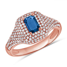 Load image into Gallery viewer, 14k Gold &amp; Blue Sapphire &amp; Diamond Signet Ring