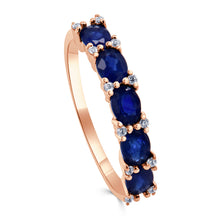 Load image into Gallery viewer, 14K Gold, Diamond &amp; Blue Sapphire Oval Ring