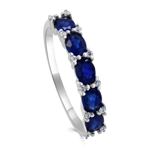 14K Gold, Diamond & Blue Sapphire Oval Ring