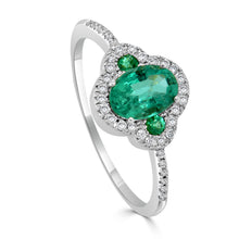 Load image into Gallery viewer, 14K Gold, Emerald &amp; Diamond Ring