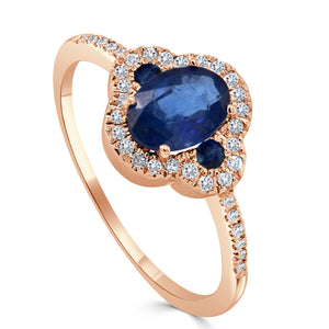 14K Gold, Sapphire & Diamond Ring