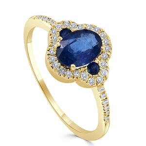 14K Gold, Sapphire & Diamond Ring