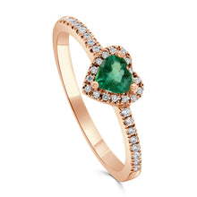 Load image into Gallery viewer, 14K Gold, Diamond &amp; Emerald Heart Ring