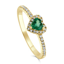 Load image into Gallery viewer, 14K Gold, Diamond &amp; Emerald Heart Ring