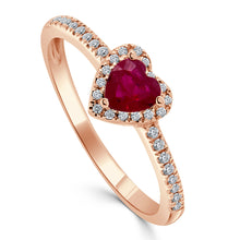 Load image into Gallery viewer, 14K Gold, Ruby &amp; Diamond Heart Ring