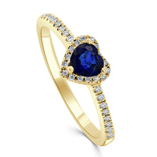 Load image into Gallery viewer, 14k Gold, Diamond &amp; Blue Sapphire Heart Ring