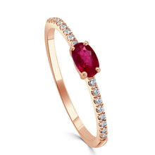 Load image into Gallery viewer, 14K Gold, Oval Ruby &amp; Diamond Band