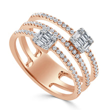 Load image into Gallery viewer, 14K Gold Diamond Baguette Band