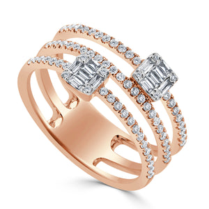 14K Gold Diamond Baguette Band