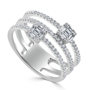 14K Gold Diamond Baguette Band