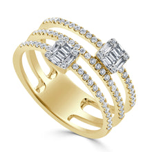 Load image into Gallery viewer, 14K Gold Diamond Baguette Band