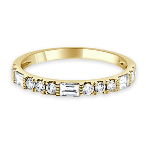 18k Gold & Baguette Diamond Stackable Ring