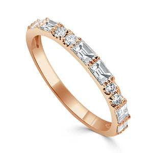 18k Gold & Baguette Diamond Stackable Ring