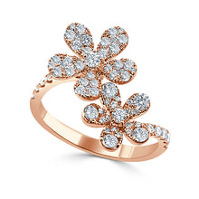 Load image into Gallery viewer, 14k Gold &amp; Diamond Double Flower Ring