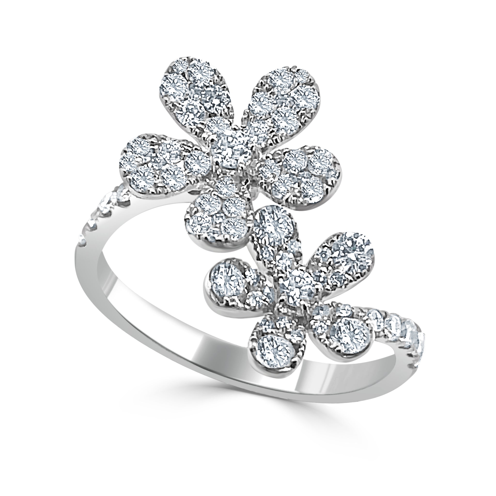 14k Gold & Diamond Double Flower Ring – Sabrina Design