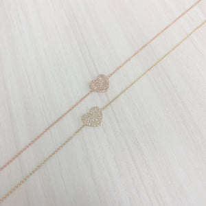 14k Gold & Diamond Heart Bracelet