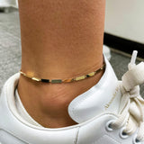 14k Gold Station Bar Anklet